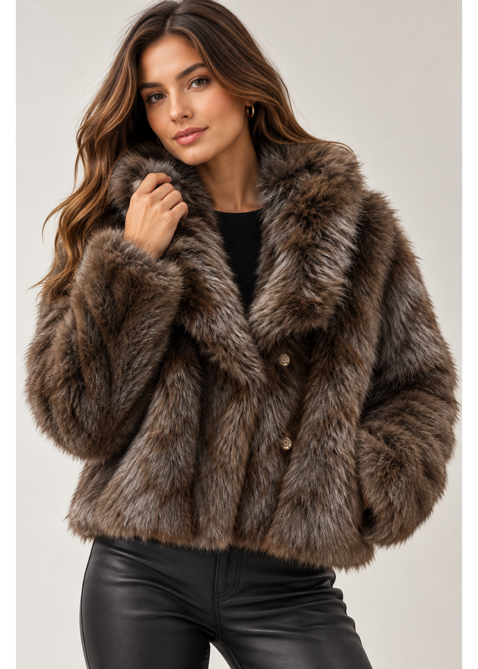 Furelle Furelle Faux Fur Shaggy Jacket