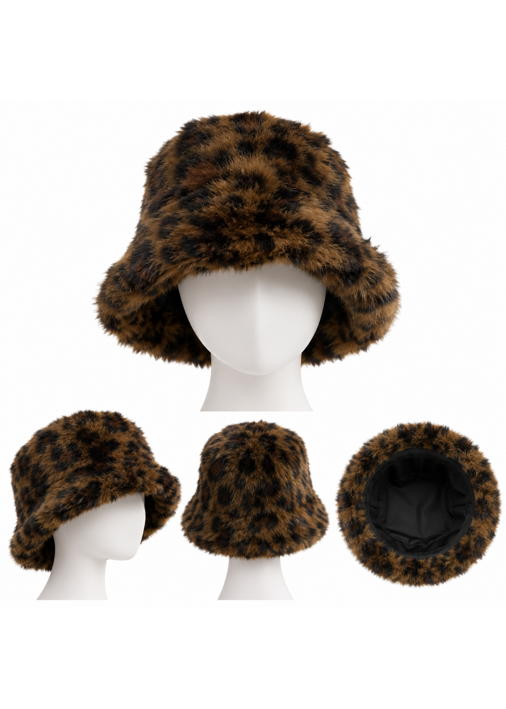 Tom & Eva Tom & Eva Leopard Print Faux Fur Bucket Hat