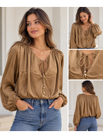 Lavysh Lavysh Satin Balloon Sleeve Blouse