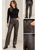 Lavysh Lavysh Textured Faux Leather Straight Leg Pants