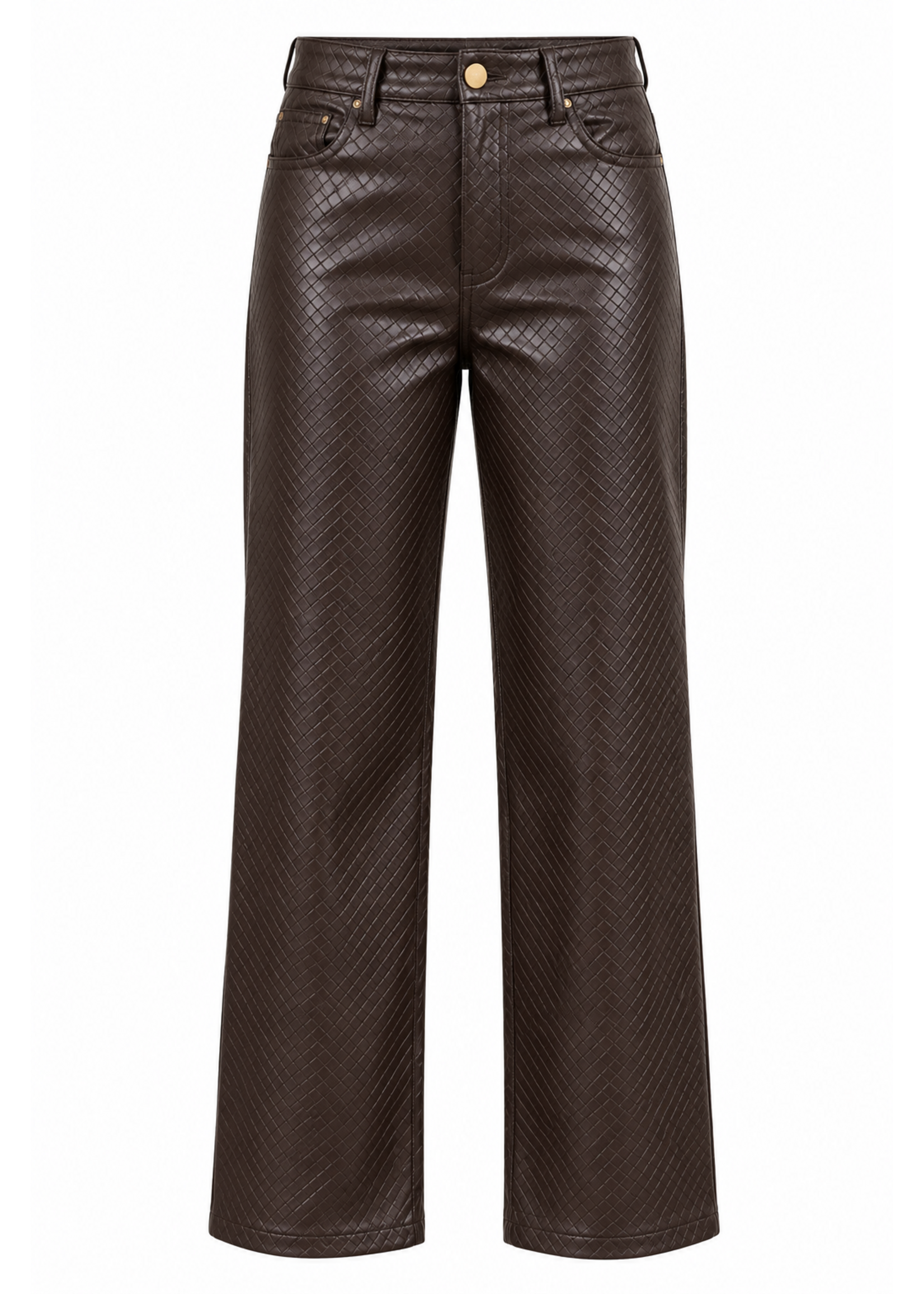 Lavysh Lavysh Textured Faux Leather Straight Leg Pants