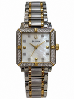 Vintage Bulova Ladies Watch Two-Tone CZ Square Dial