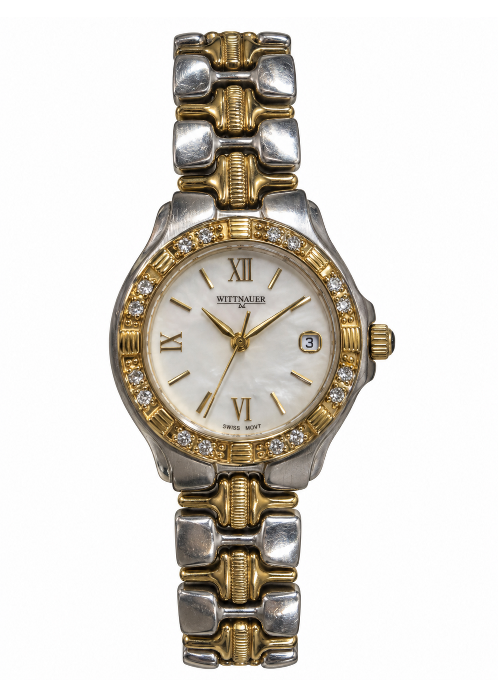 KDX Vintage Ladies Wittnauer 16 Diamond Bezel Two-Tone Stainless Steel Datejust Watch
