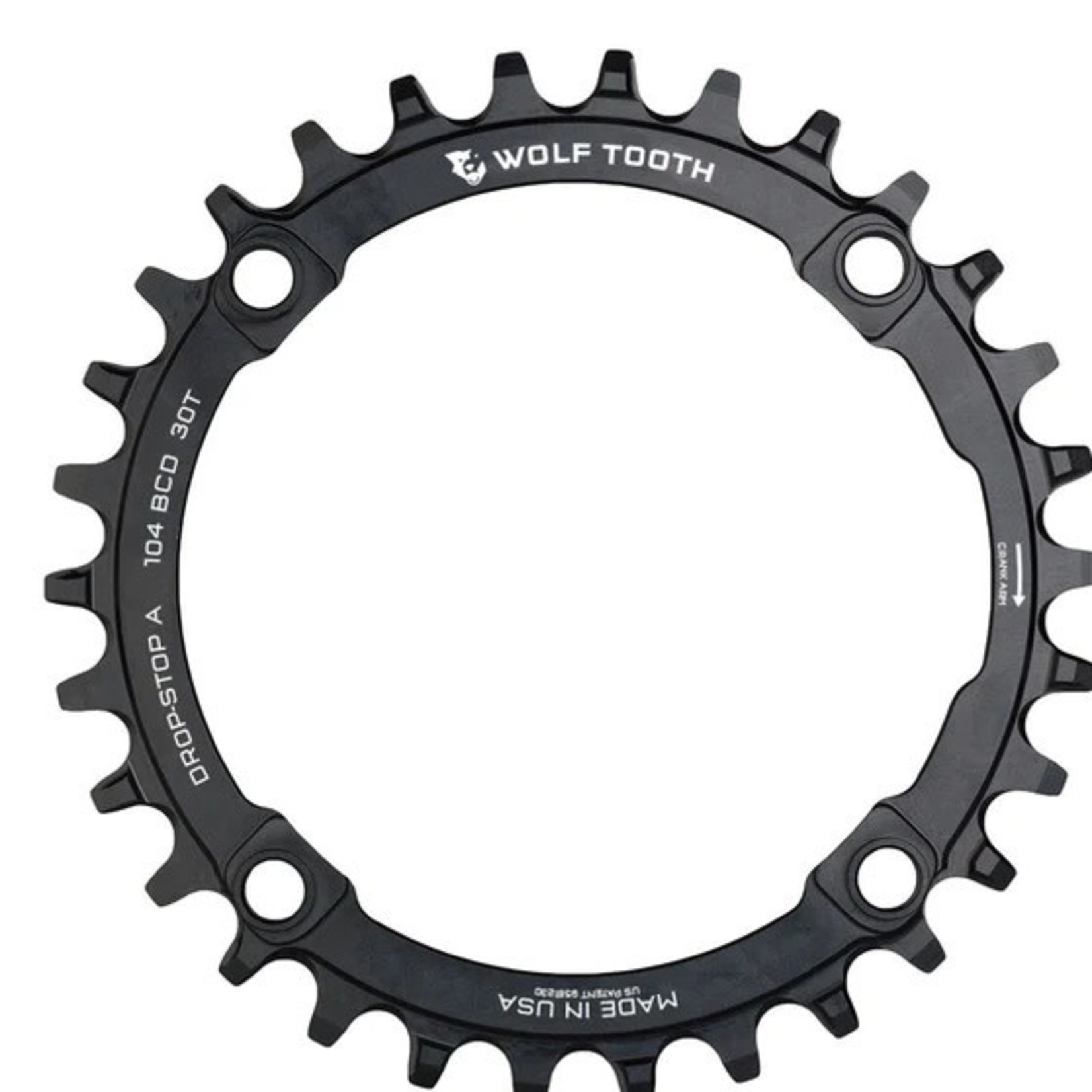 Wolf Tooth Components Wolf Tooth 104 BCD Chainring 104 BCD 4-Bolt Drop-Stop Black 30t