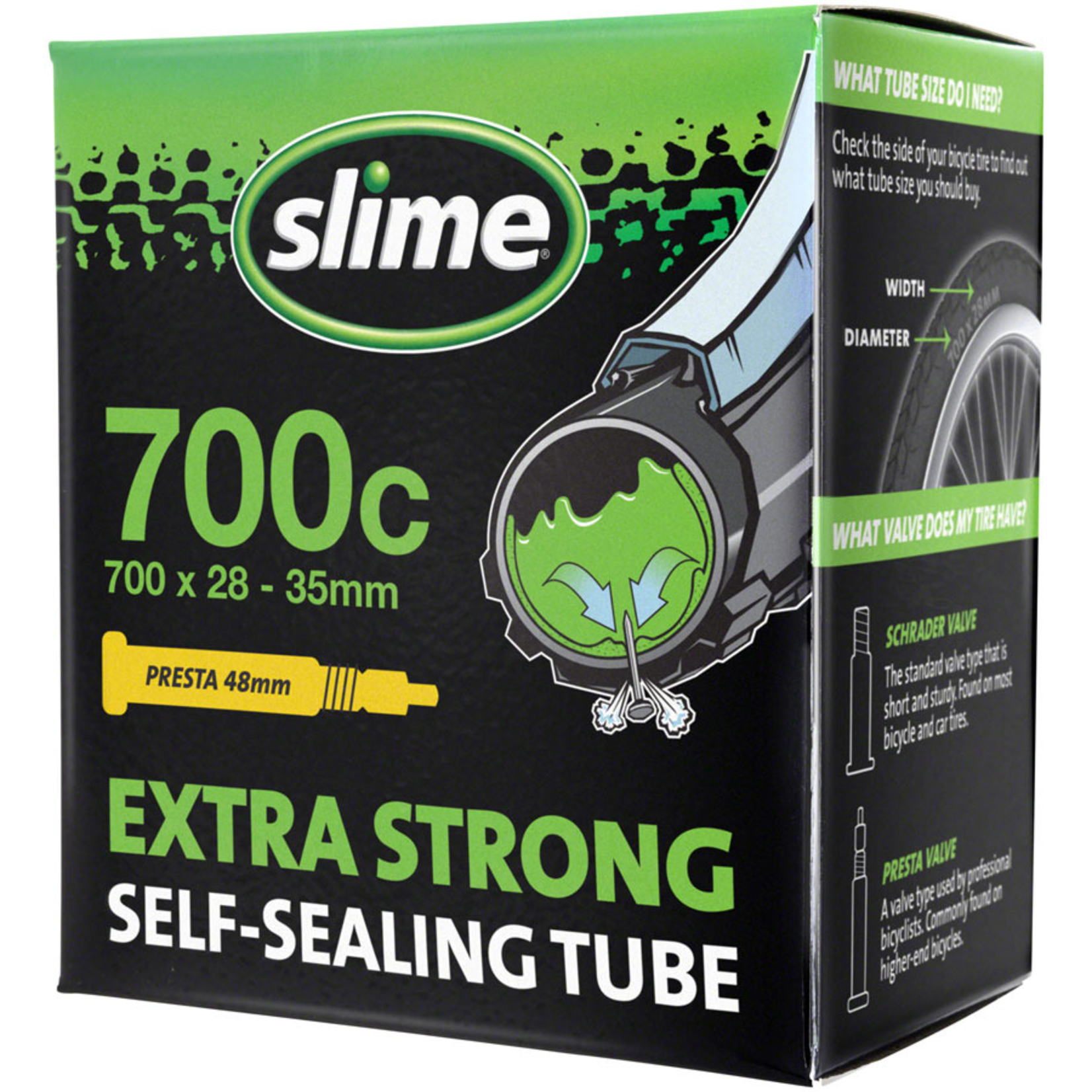 Slime Self-Sealing Tube 700c x 28mm-35mm 48mm Presta Valve