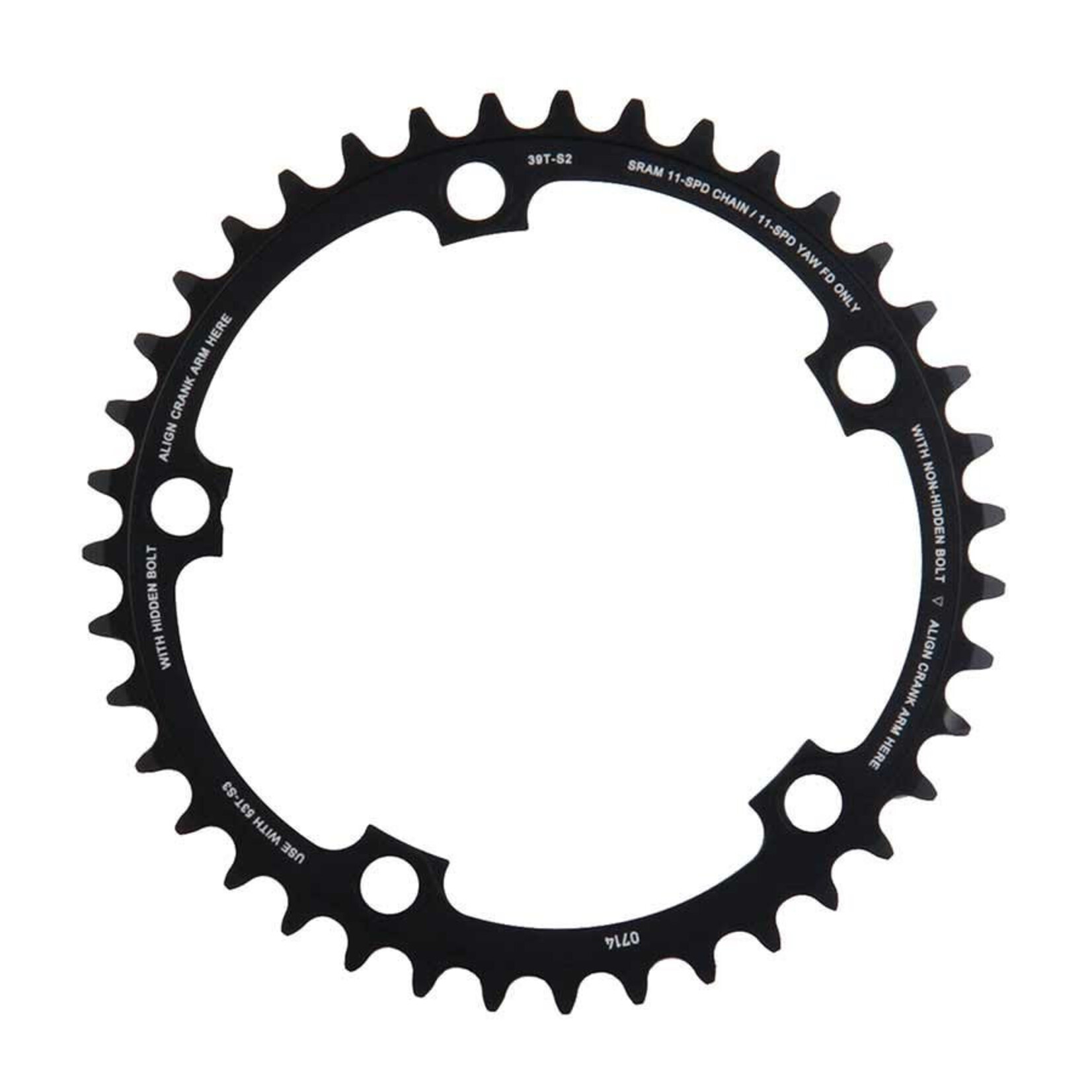 SRAM SRAM 11-Speed 39T 130mm BCD YAW Chainring Black Use with 53T