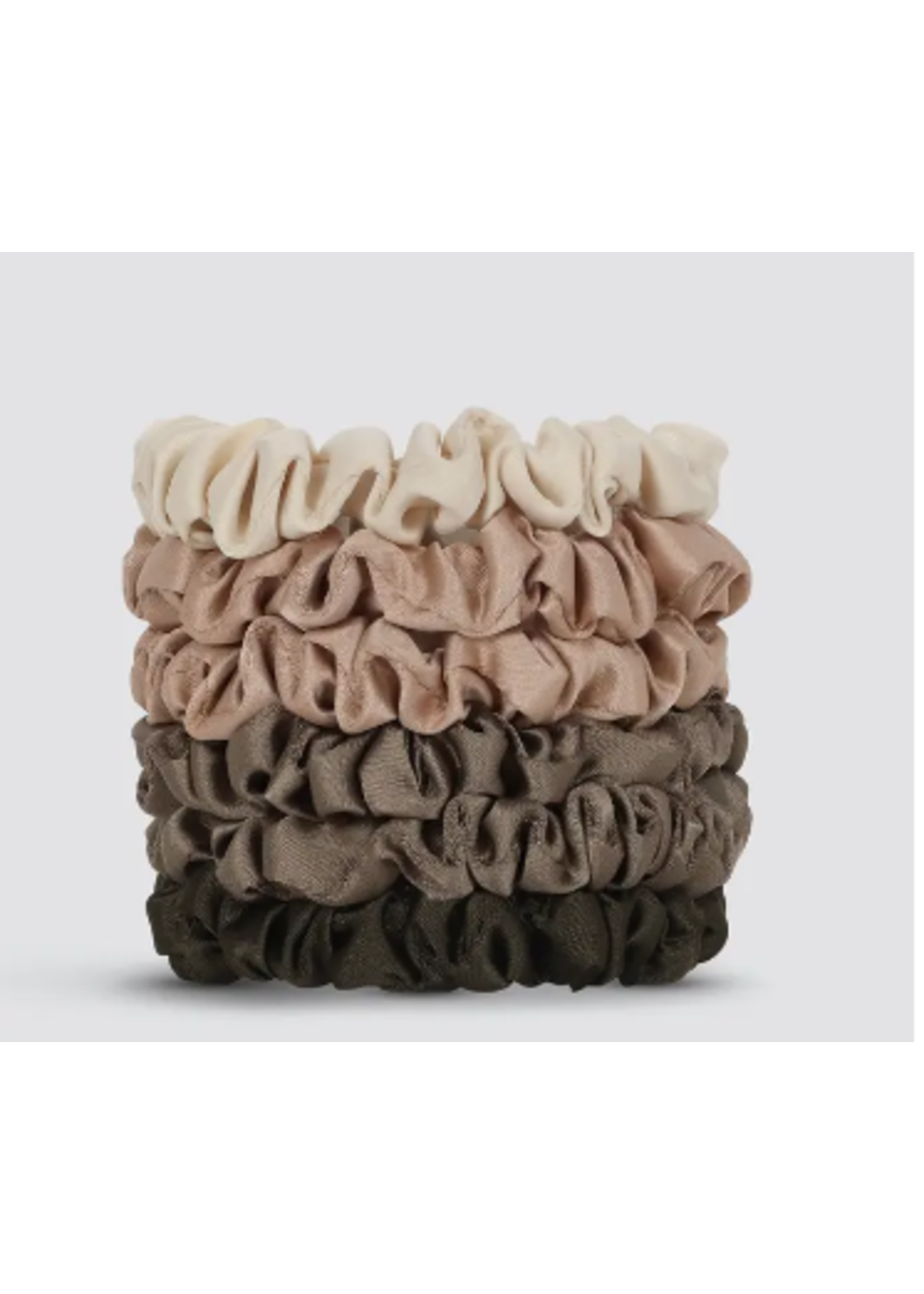 Petite Satin Scrunchies 6PC - Olives