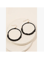 Black Beaded Hoop Earrings