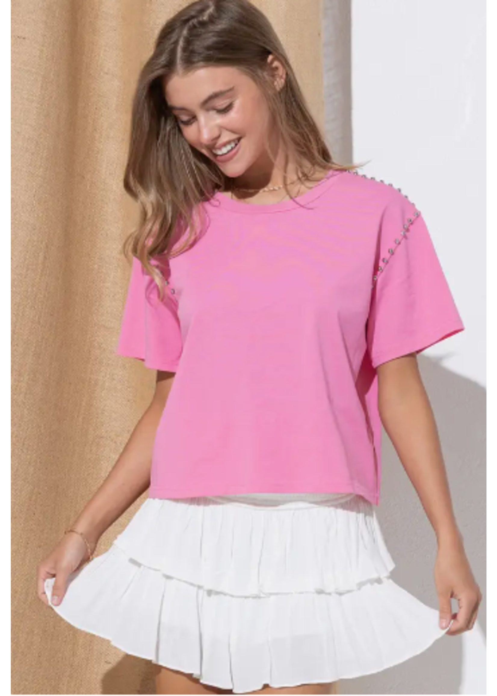 Pink Studded Tee