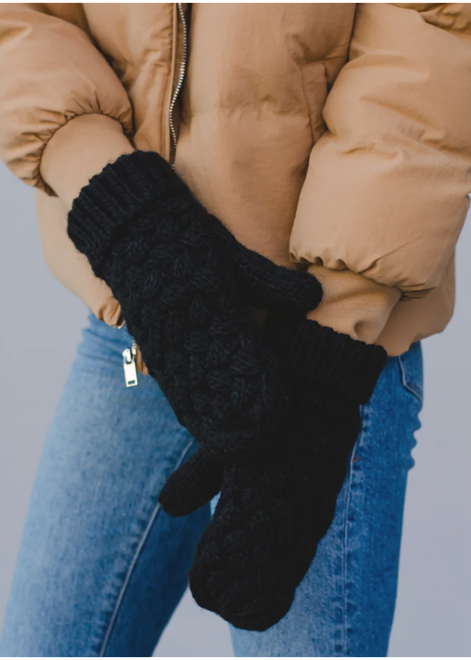 Black Knit Mittens