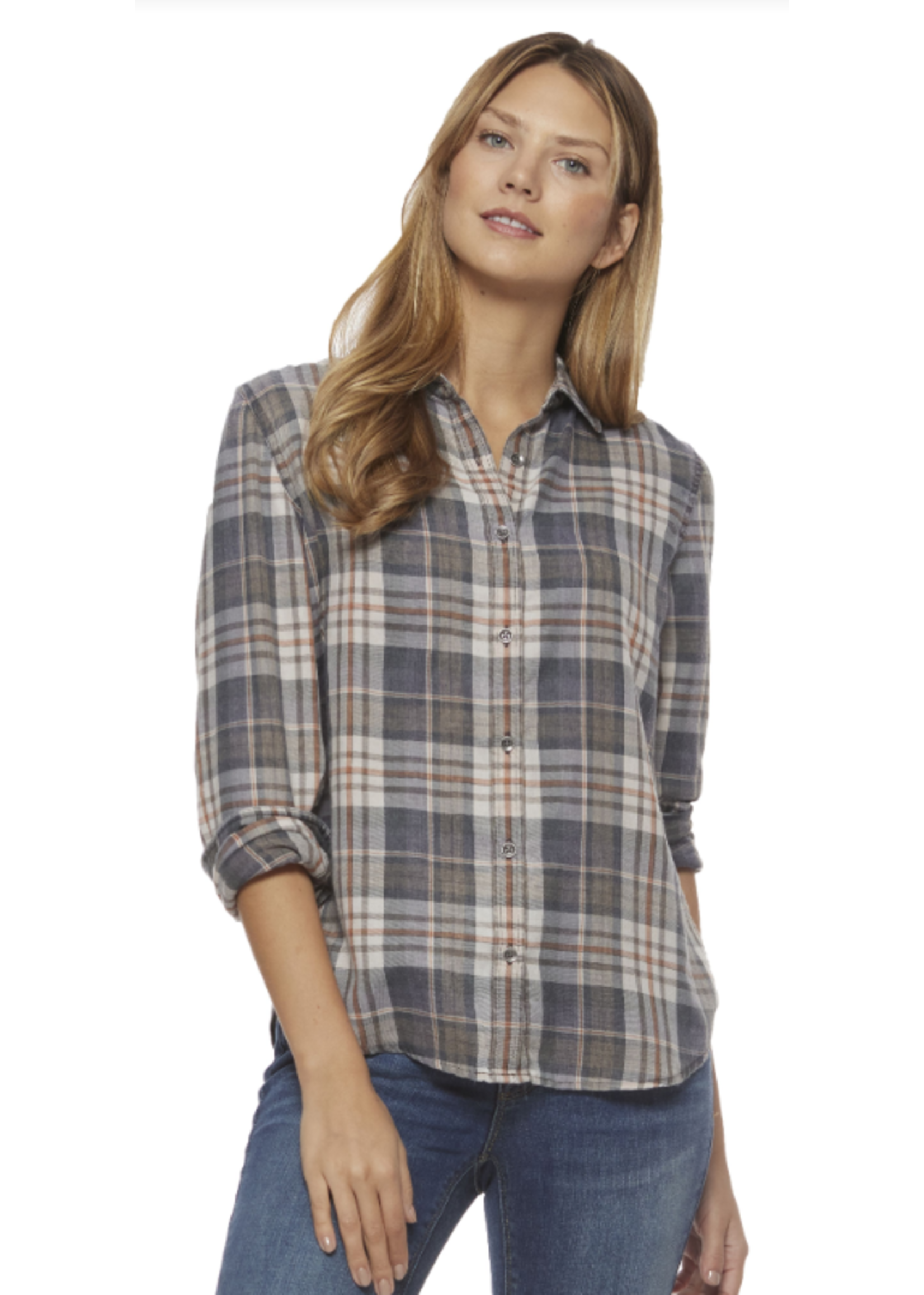 Aubrey Plaid Burnout Shirt