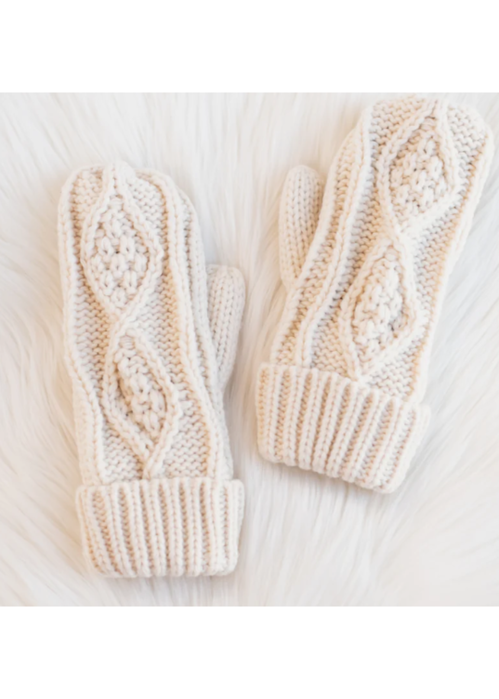 Cream Knit Mittens