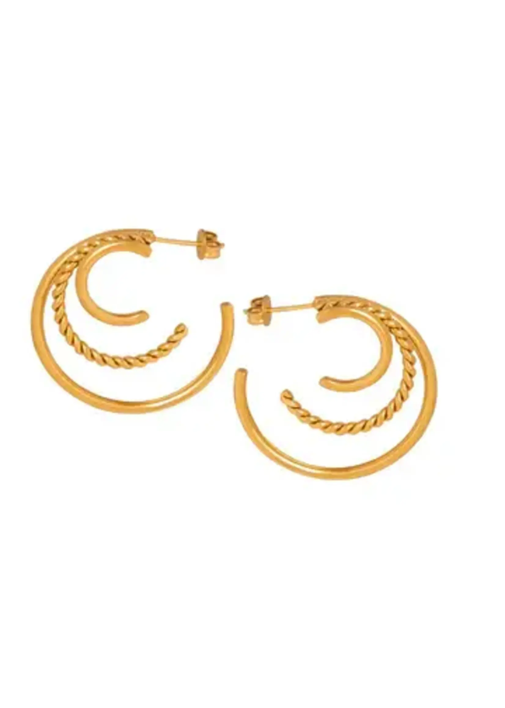 Triple Hoop Gold