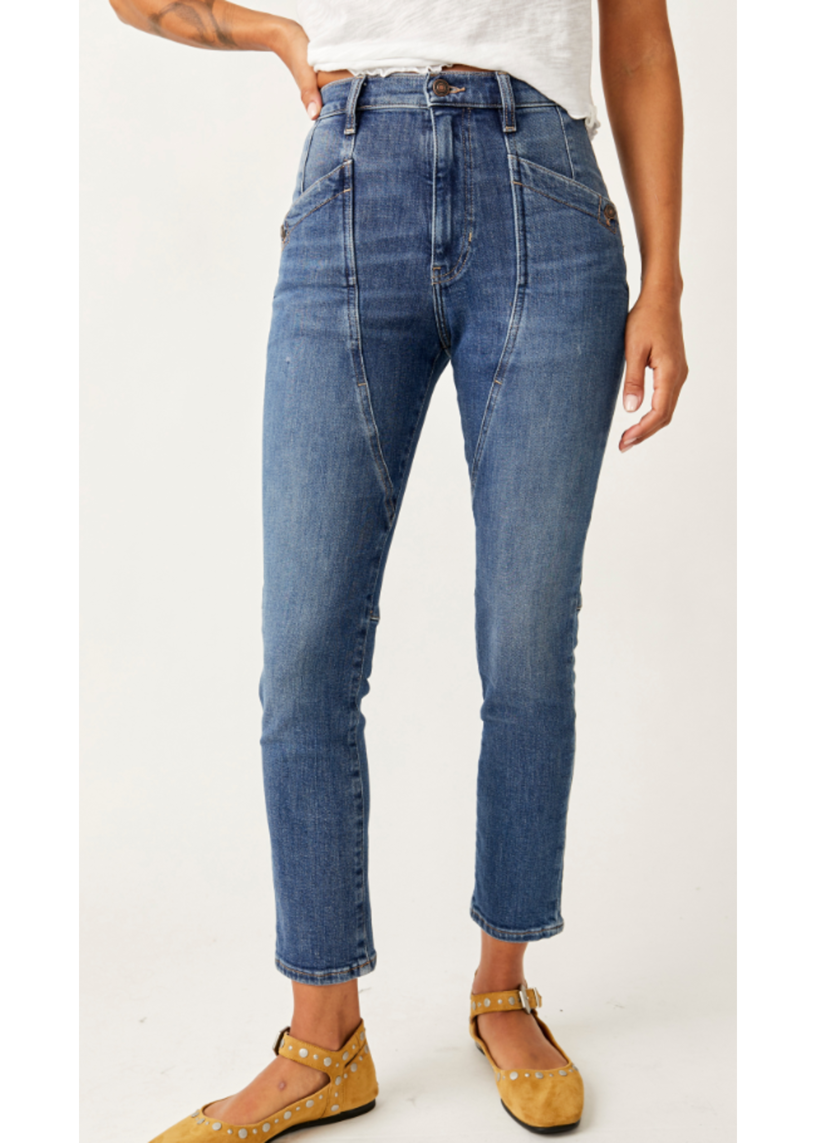 Free People Beacon Mid Rise Slim Crop