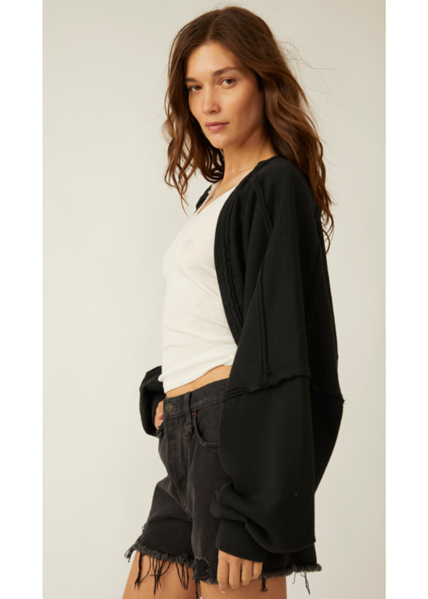 Free People Shrug It Off Sweatshirt-Black