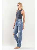 Super High Rise Distressed Straight Jeans