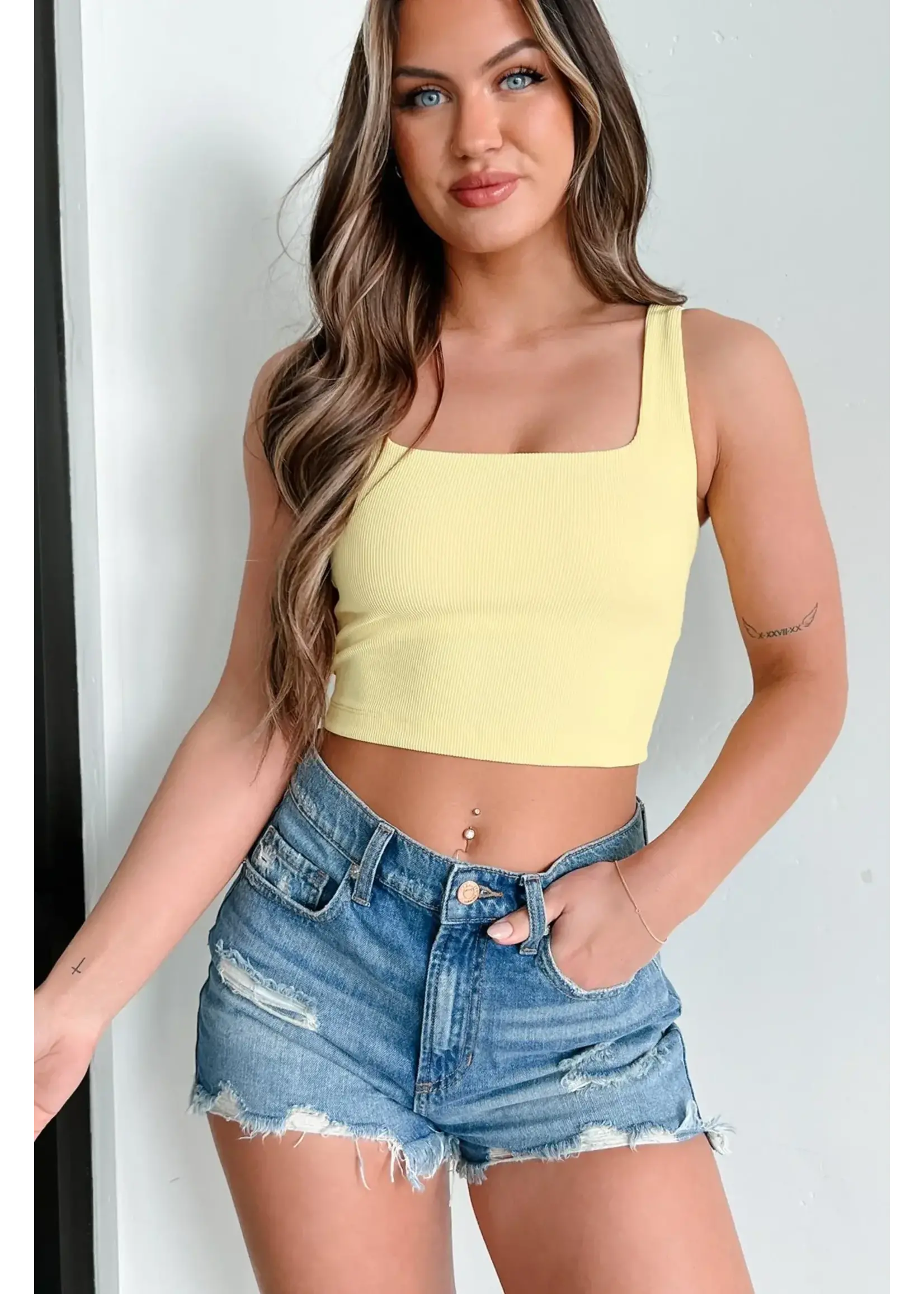 Ribbed Square Neck  Crop Top