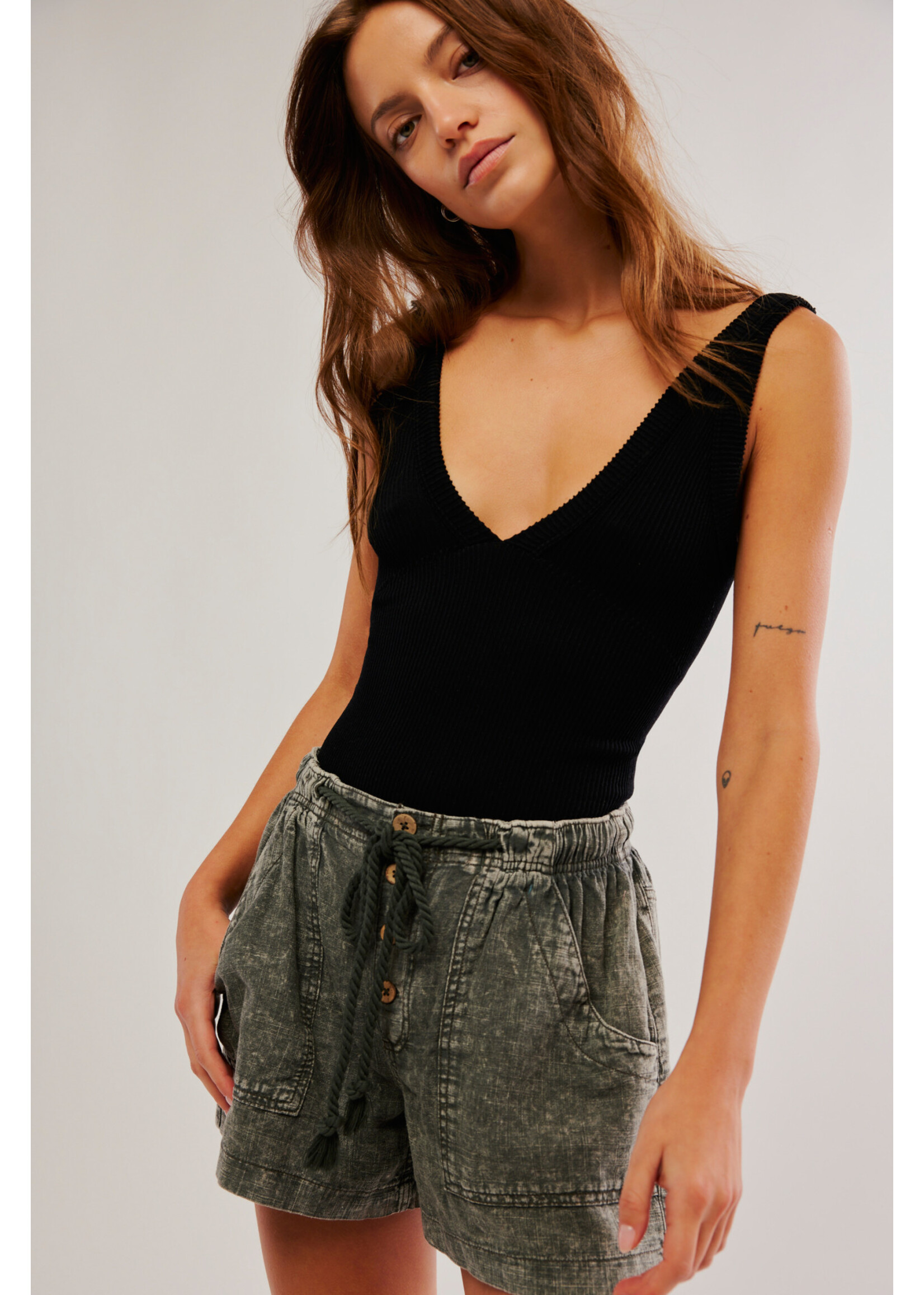 Free People Westmoreland Linen Shorts - Dried Bazil
