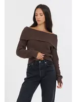 Off Shoulder Back Zip Sweater