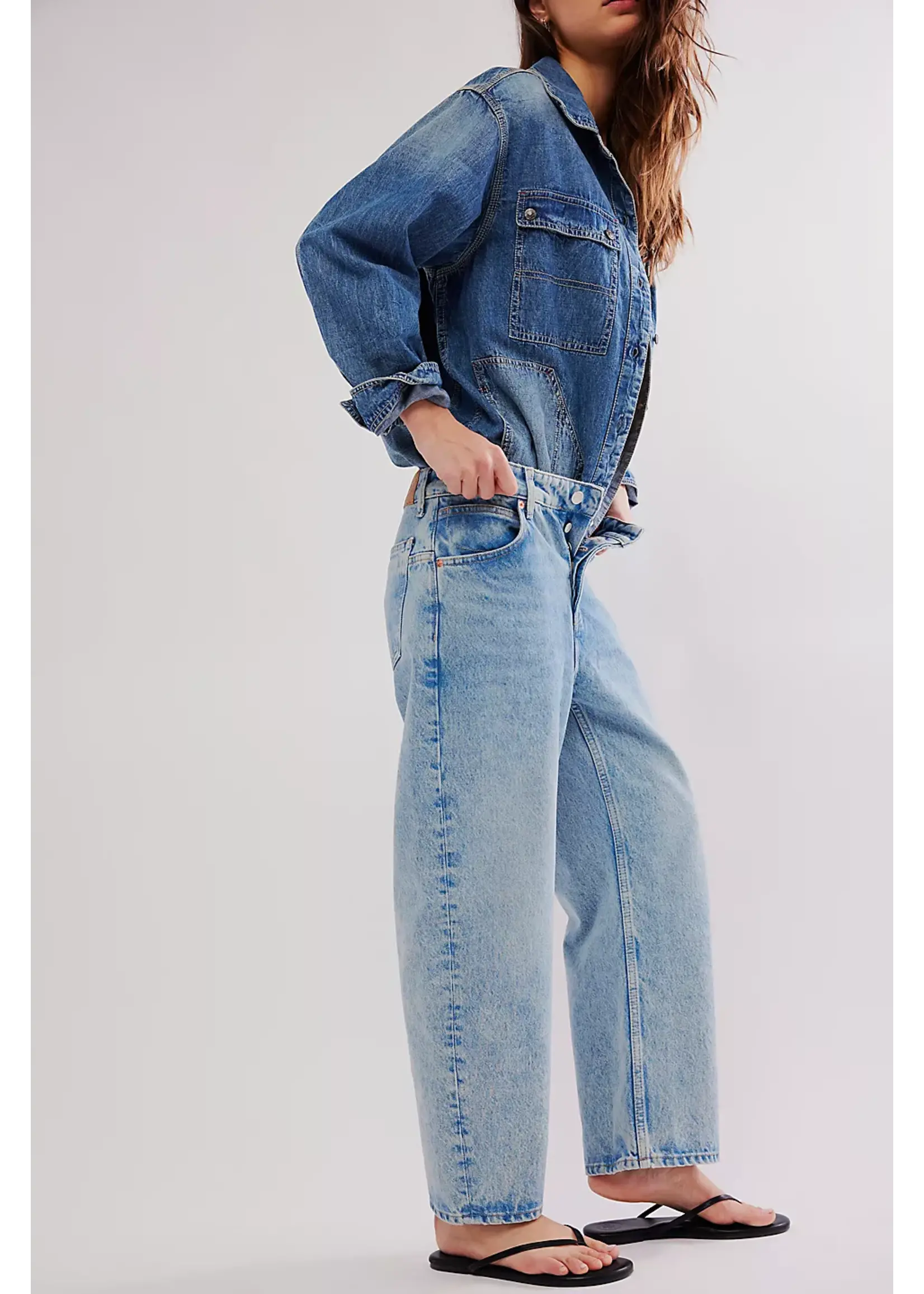 Free People Deep Dropped BF Denim