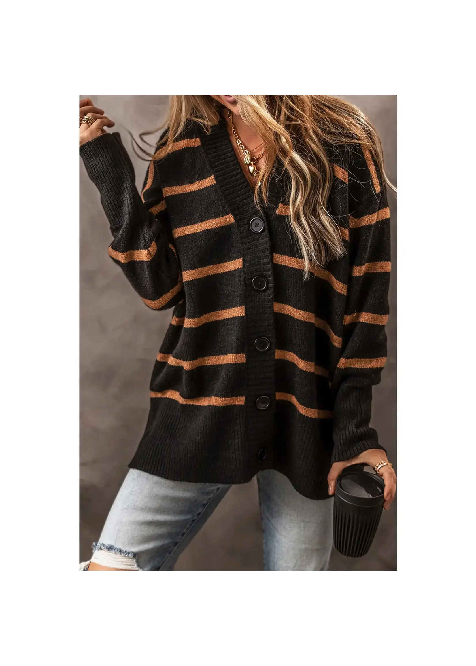 Striped Button Cardigan