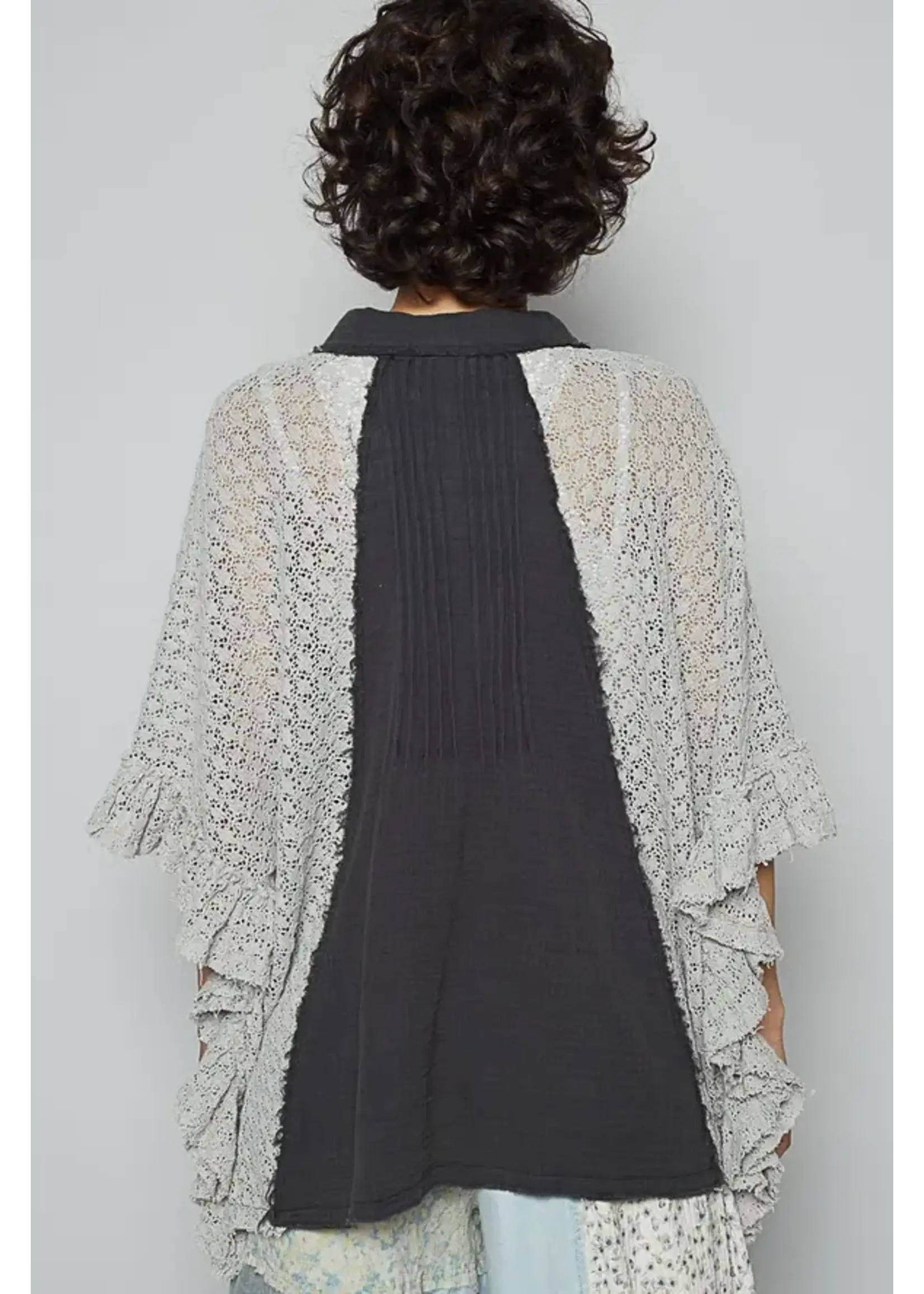 Oversize Crochet Charcoal Top