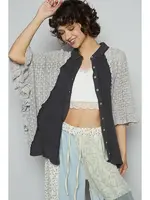 Oversize Crochet Charcoal Top