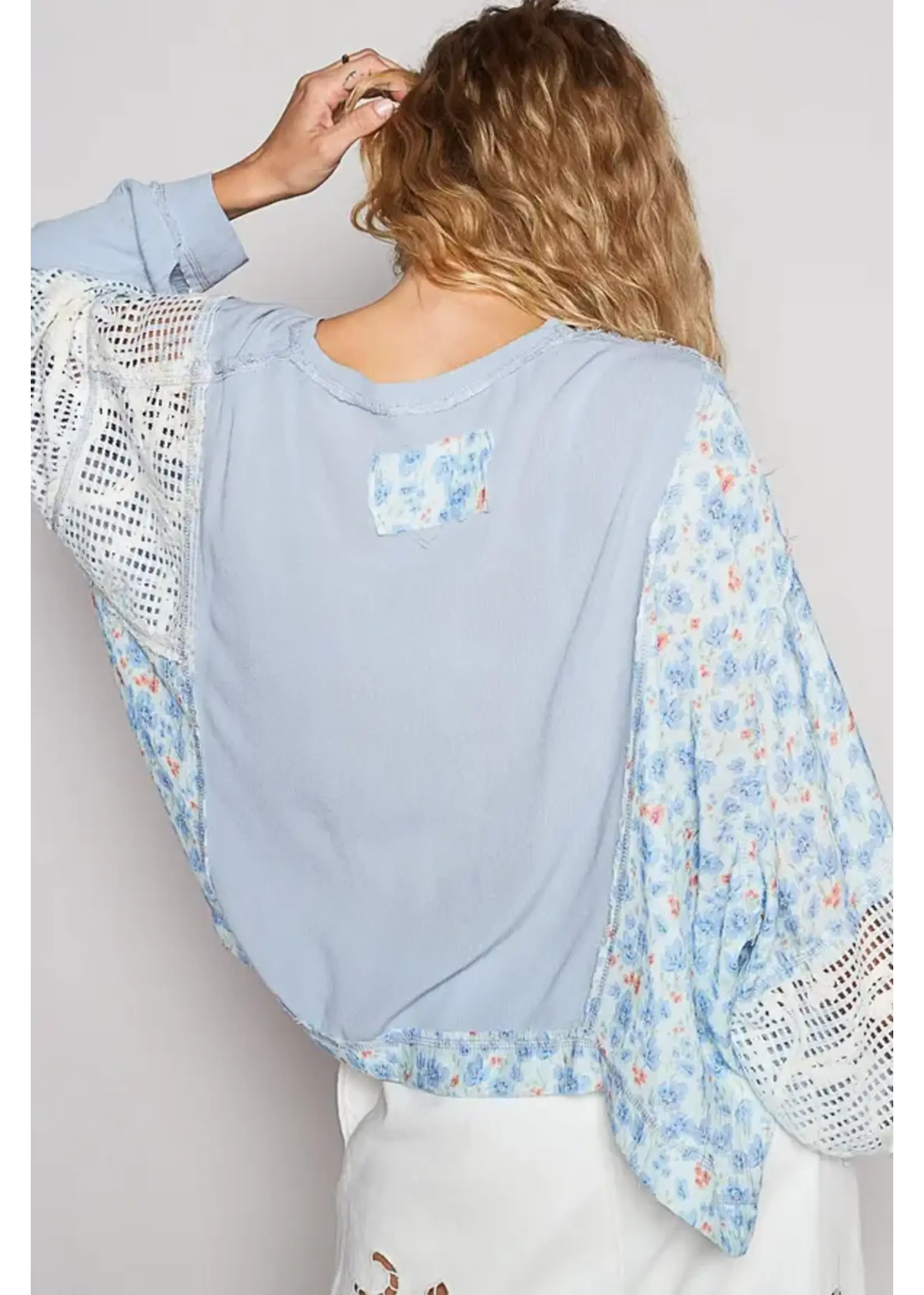 Round Neck Long Sleeve Floral Print Top
