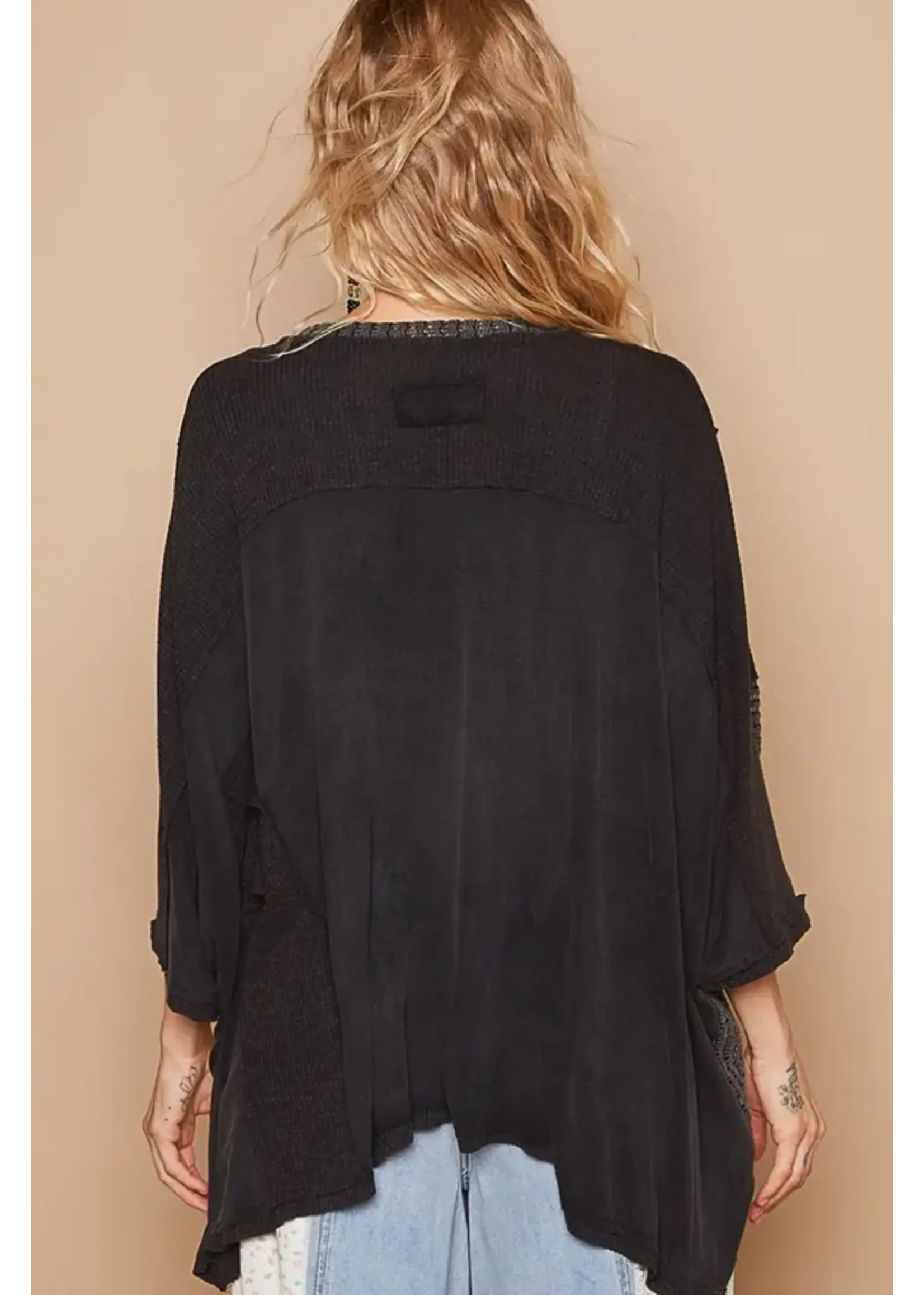 Oversized Black V-Neck
