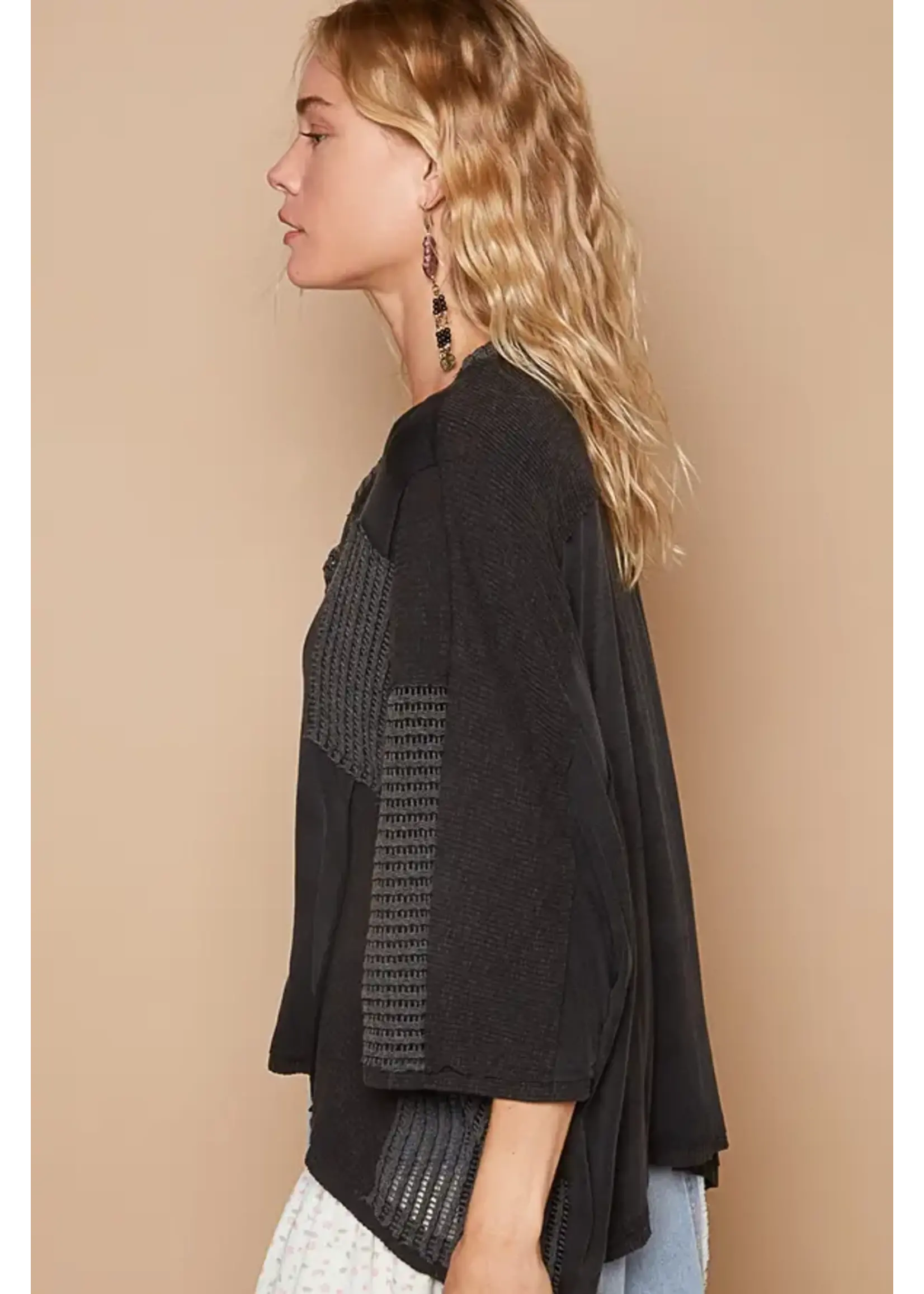 Oversized Black V-Neck