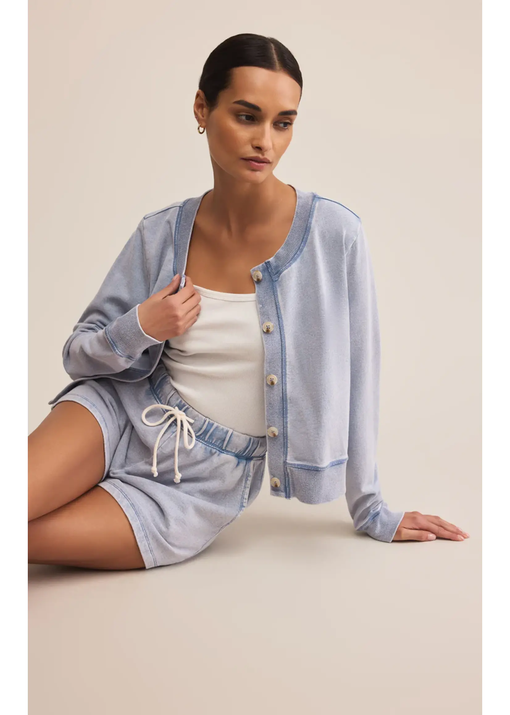 Daily Knit Denim Cardigan Washed