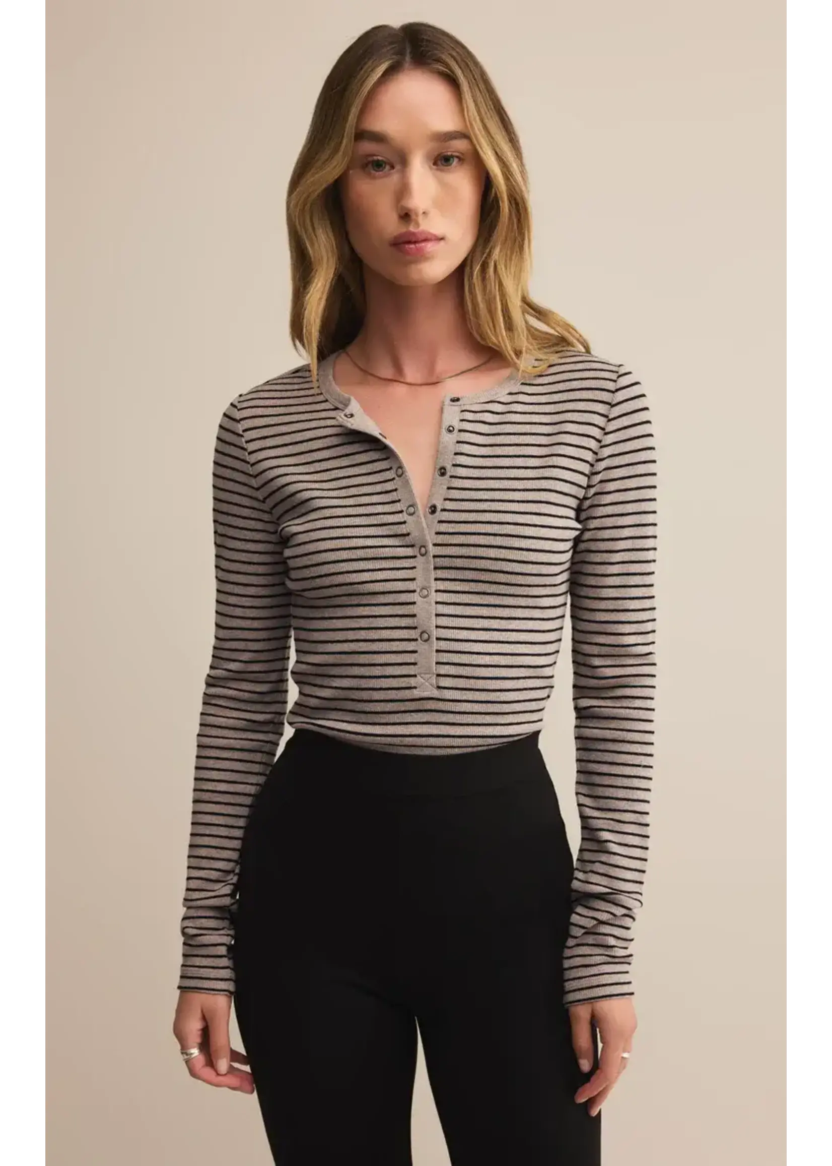 Stella Striped Modal Rib Henley