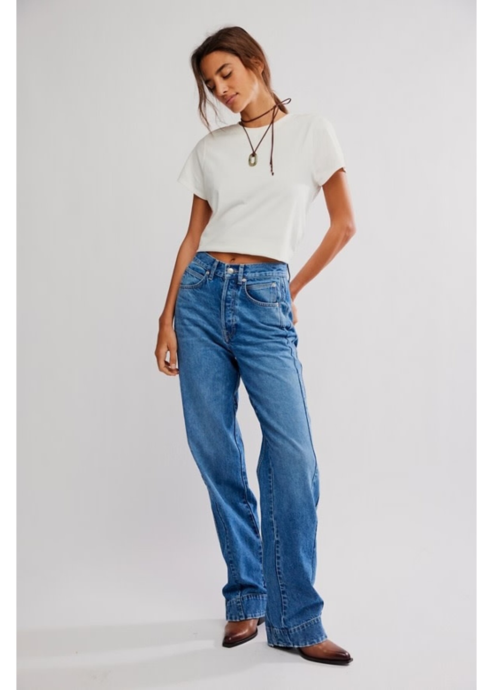 Free People STICK AROUND SLIM CURVE JEAN
