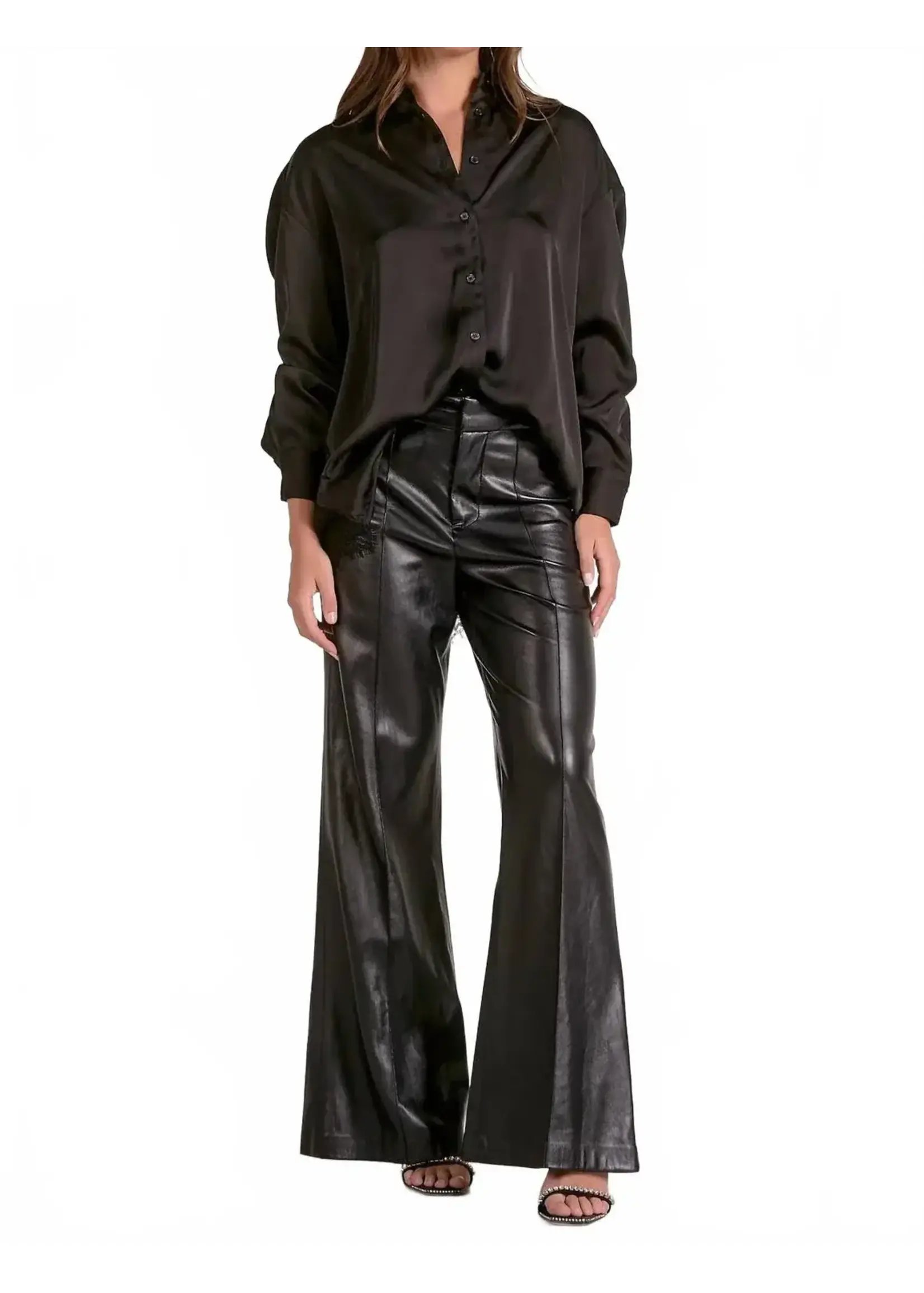 Black Lace Button Down