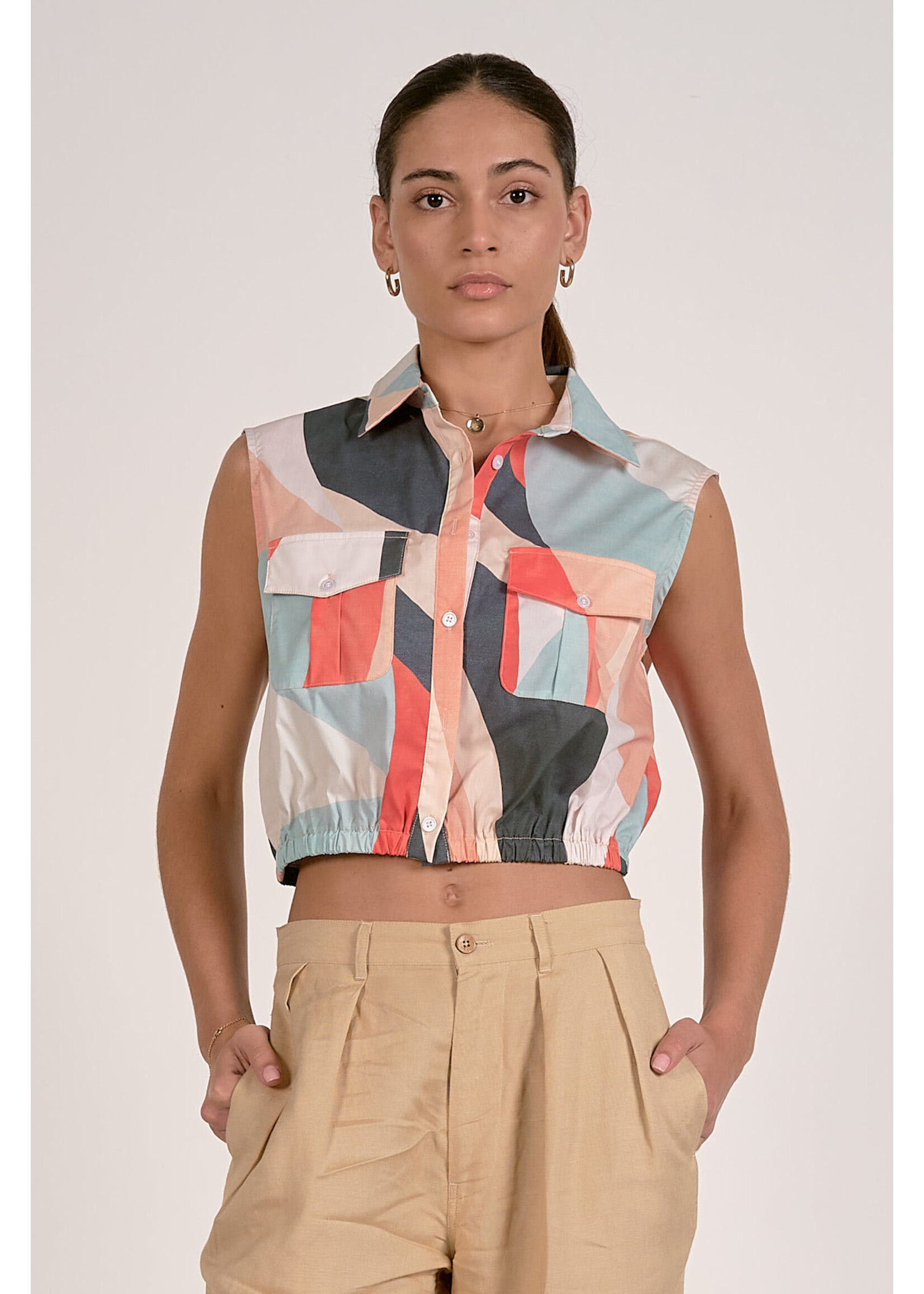 Sleeveless Collared Tank