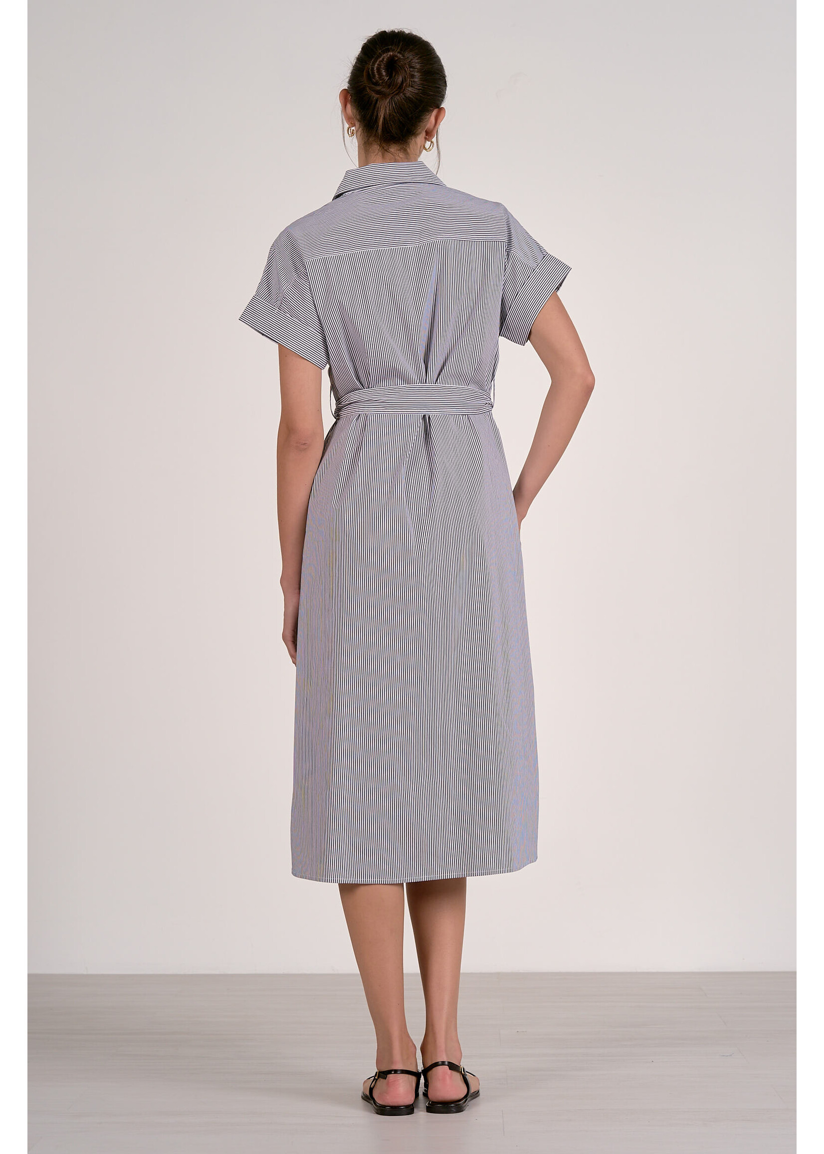 Navy Striped Midi Dress