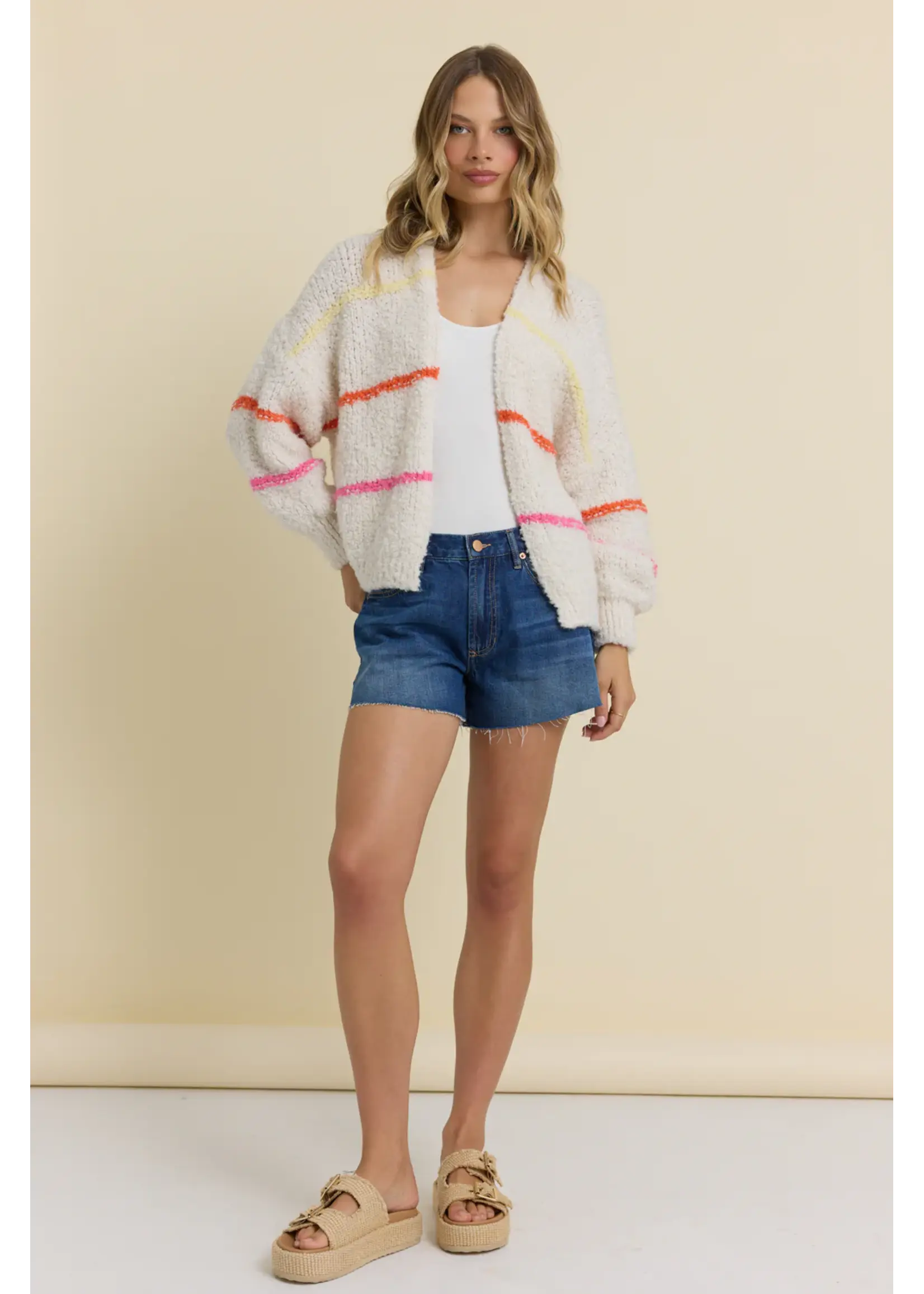 Ecru striped cardigan