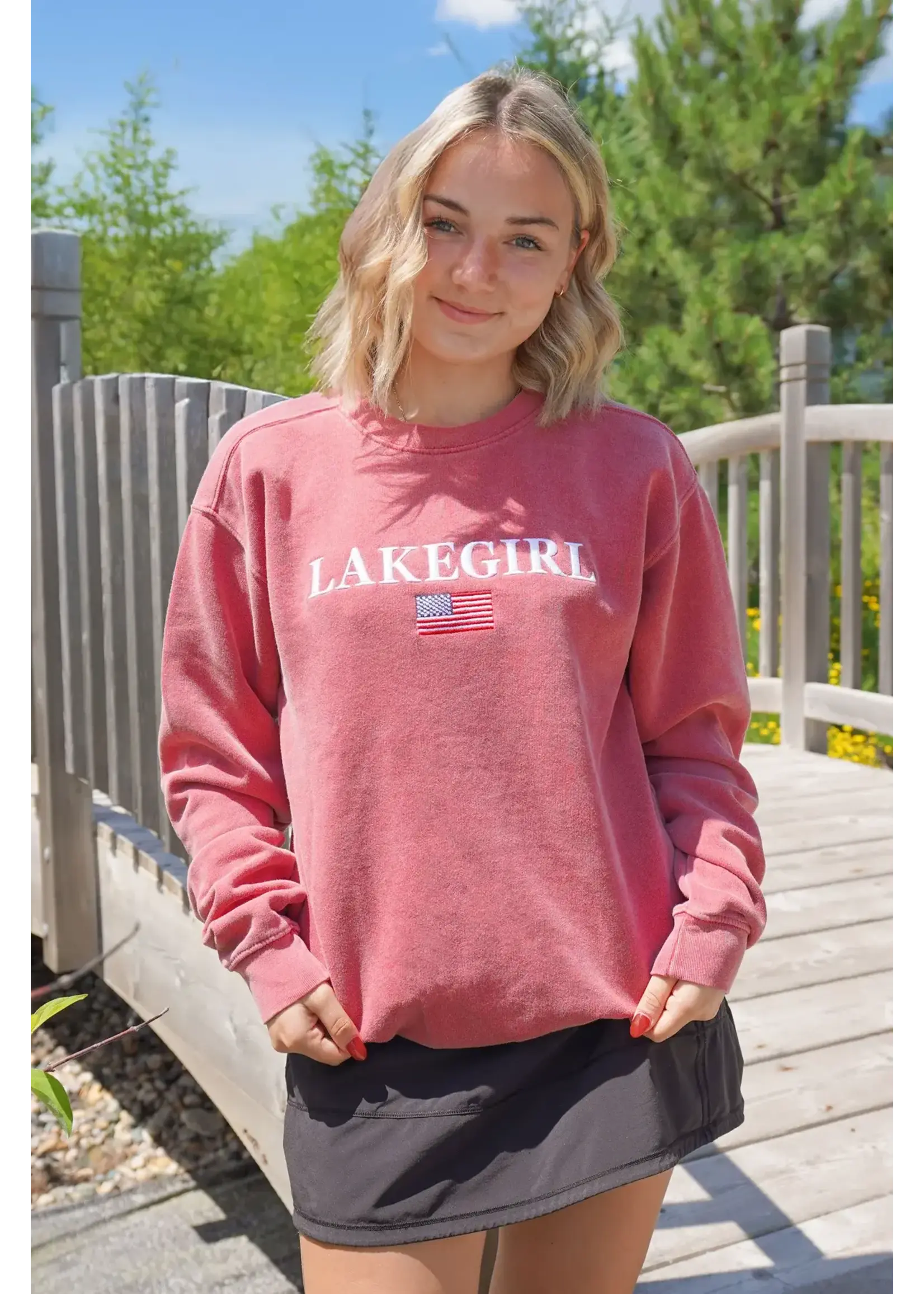 Lake Girl American Flag