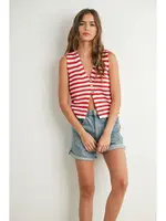 Striped Button-Front Sweater Vest