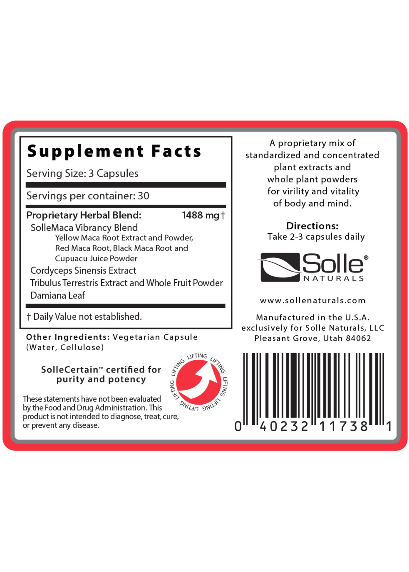 Solle Naturals Solle Naturals, SolleMacaXD Stamina Empowered, 90 vcaps