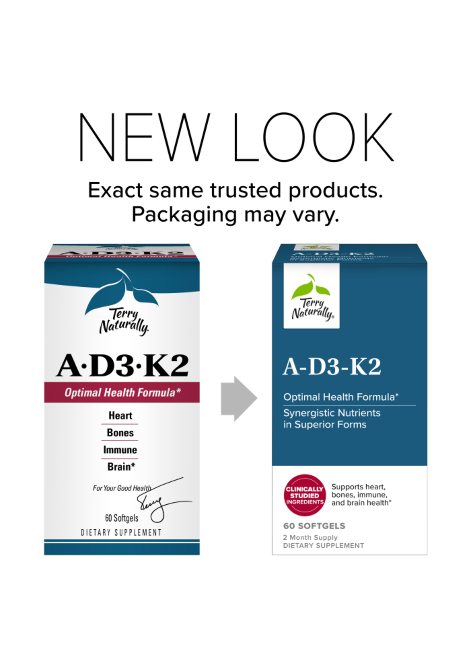 Terry Naturally A-D3-K2 Optimal Health Formula 60sg