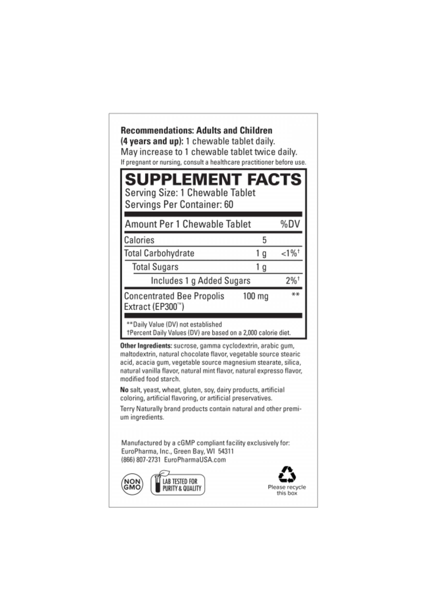 Terry Naturally Propolis Extract EP300™ 60 Chewable