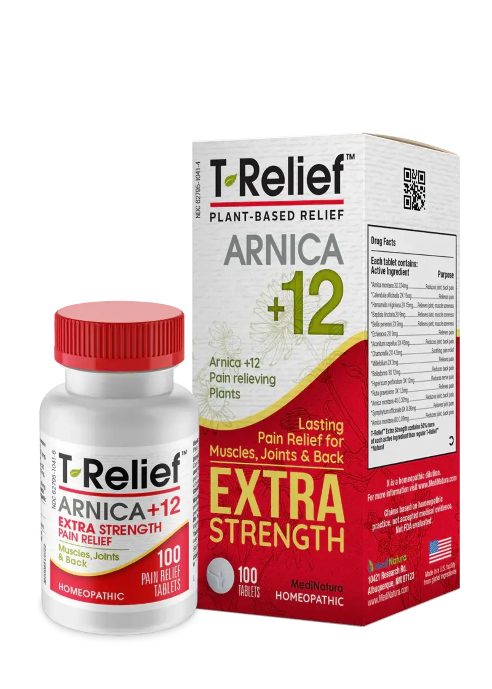 MediNatura T-Relief Arnica+12 Extra Strength Tablets 100ct