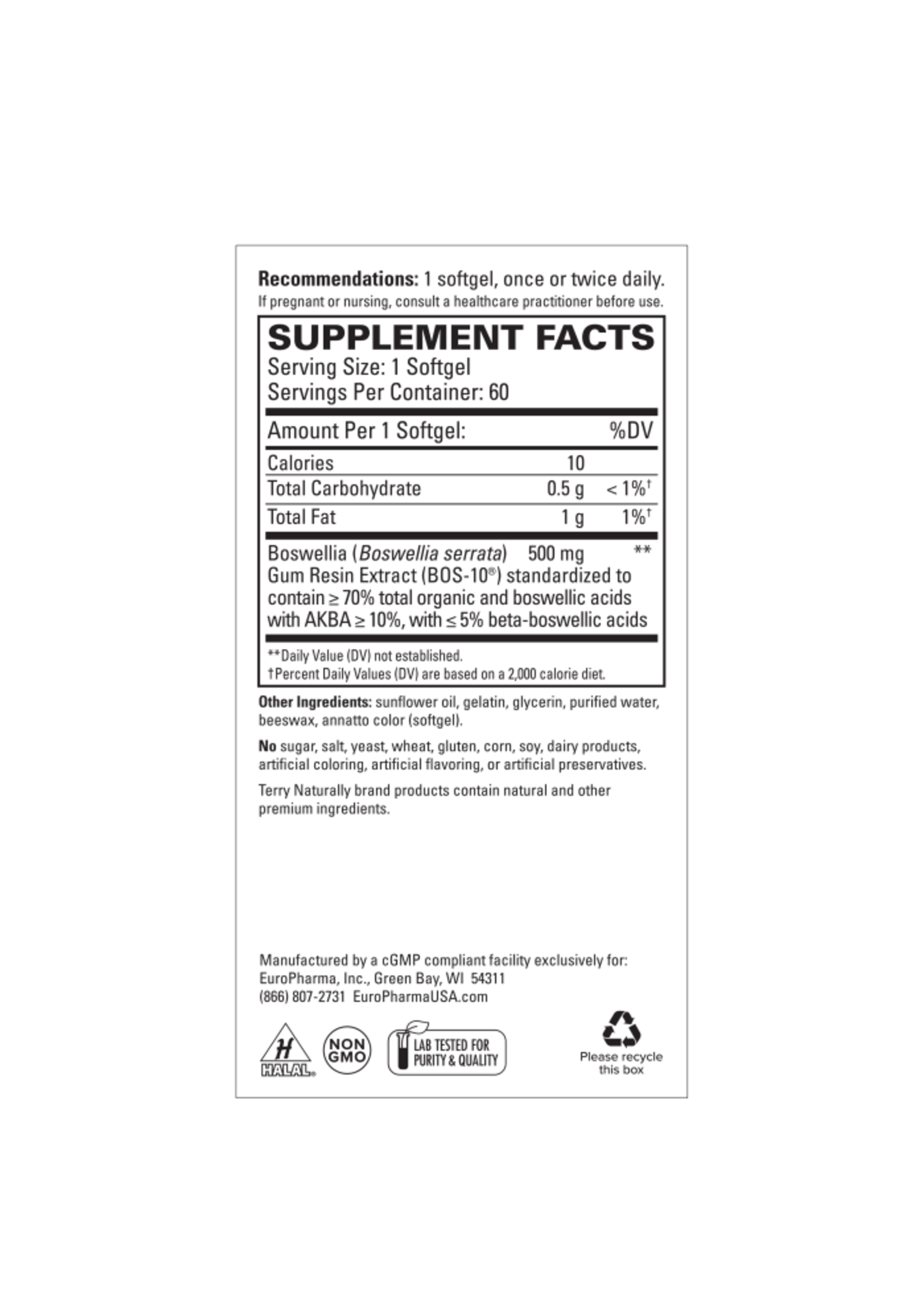 Terry Naturally BosMed® 500 Extra Strength 60sg