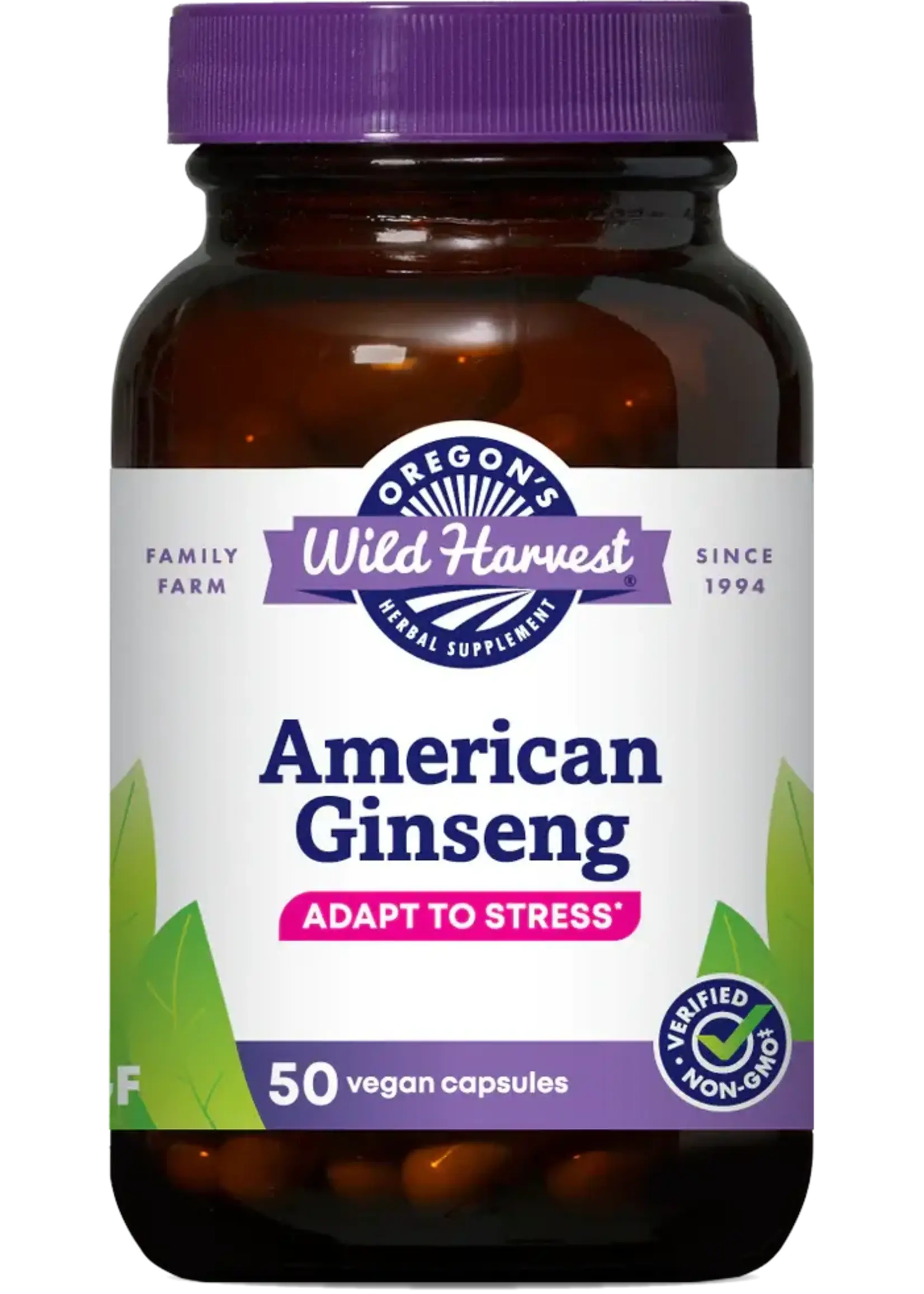 Oregon's Wild Harvest (OWH) American Ginseng 50 Capsules