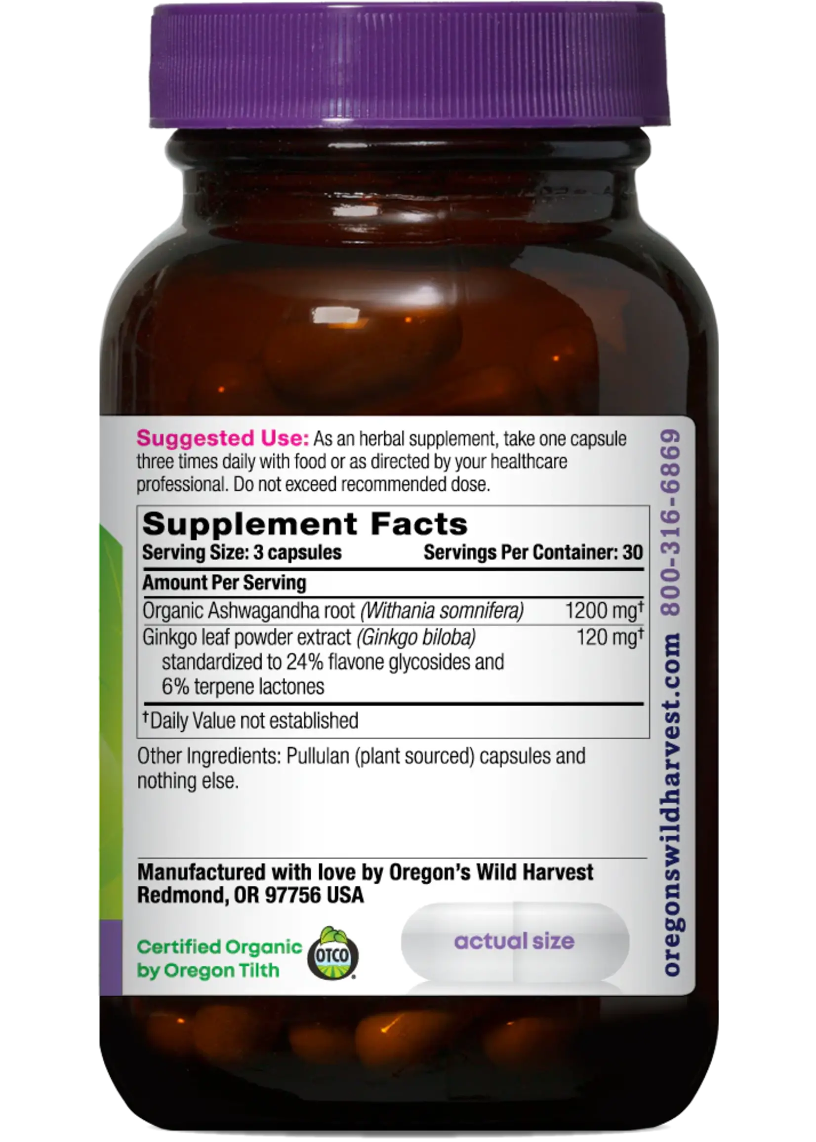 Oregon's Wild Harvest (OWH) OWH Ashwagandha Ginko 90ct
