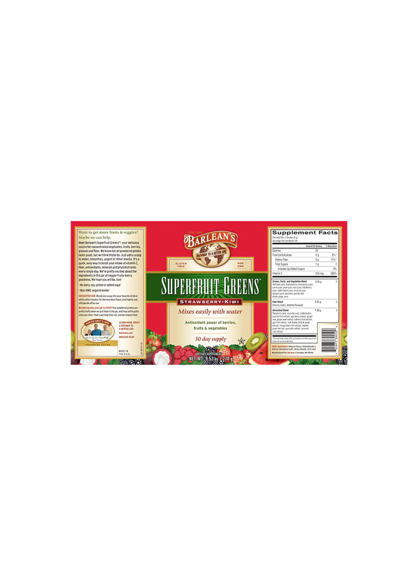 Superfruit Strawberry-Kiwi Greens powder 9.52oz