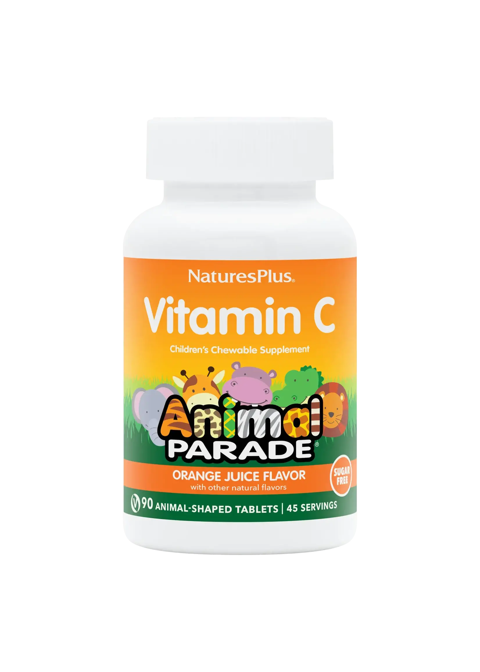 Nature's Plus NP Sugar Free Animal Parade  Vitamin C Chewable Orange Juice Flavor 90