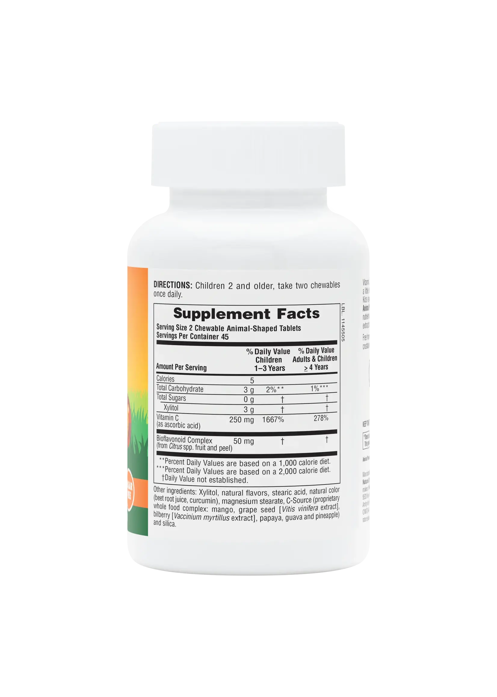 Nature's Plus NP Sugar Free Animal Parade  Vitamin C Chewable Orange Juice Flavor 90