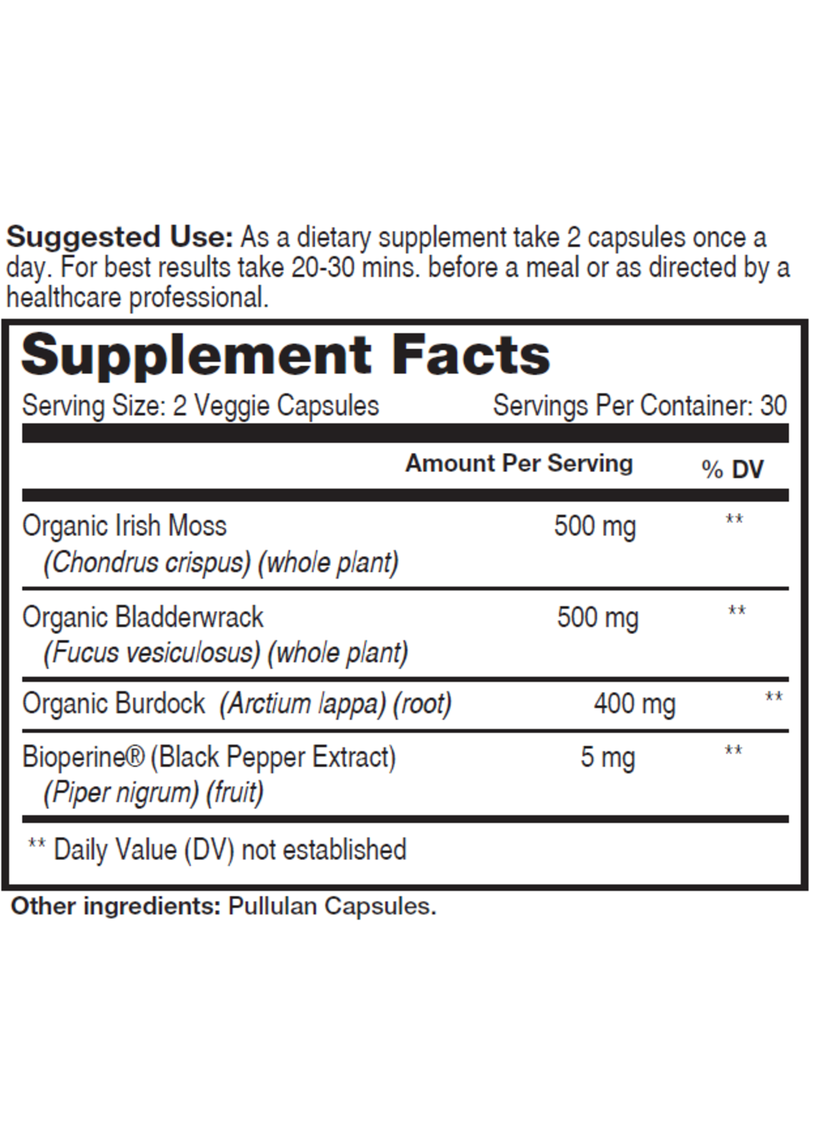 Revelution Twenty Two™ Revelution Twenty Two™  Organic Irish Sea Moss 1400mg 60caps